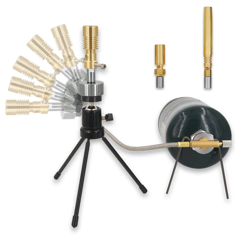 Go-To Universal Propane Bunsen Burner For Lab Jewelry Glass Blowing And Welding With Fixed Angle Head, Three Flame Styles