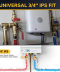 Built Tough Tankless Water Heater Service Valve Kit With Three Quarter Inch IPS Isolator Set with integrated red and blue shut-off levers.