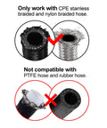 6AN Hose End Fitting 90 Degree Swivel Low Profile Forged Aluminum For CPE Braided Line With Nine Sixteen Eighteen UNF Thread Compatible With Stainless Steel And Nylon Braided Hoses Tight Space Performance AN Fitting, works with braided hose only