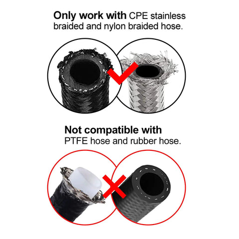 6AN Hose End Fitting 90 Degree Swivel Low Profile Forged Aluminum For CPE Braided Line With Nine Sixteen Eighteen UNF Thread Compatible With Stainless Steel And Nylon Braided Hoses Tight Space Performance AN Fitting, works with braided hose only