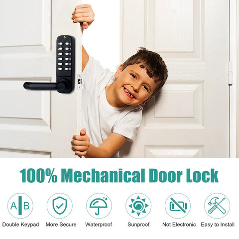 Keyless Entry Door Lock With Dual Sided Keypad And Handle Digital Code Combination Lock For Front Door And Outdoor Gates