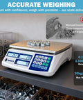 Counting Scale For Inventory And Small Parts With 30kg Capacity And 0.1g Precision showing digital display and metal parts