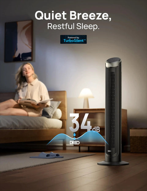 Ultra Stealthy Tower Fan For Bedroom Delivering Crisp Cool Breezes And Dead Silent Operation At Twenty Eight Decibels So You Can Chill Out All Night With Flexible Oscillation Timing