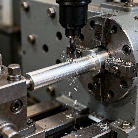 Aluminum Round Rod 1.5 In Diameter By 15.7 In Length 6061 Aluminum Bar 38 Mm Solid 2 Pack being machined on a lathe