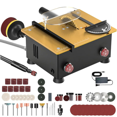 Craft Table Saw With Dual 795 Motors And Switches, 200W Power, 12,000 RPM, 26mm Adjustable Height, Includes Accessories visible