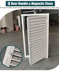 Top Tier Aluminum Louvered Vent Access Panel With Slick Handle Recessed Magnetic Inspection Hatch, showcasing magnetic closure and handle.