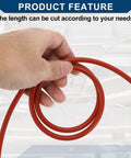 Person holding Silicone Vacuum Tubing Hose For Automotive Use High Temp Reinforced 10 Ft Long One Sixteenth Inch Inner Diameter And Two Millimeter Wall Red One Piece Durable Flexible Vacuum Line.