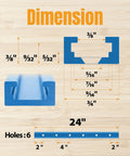 Dimensions of Universal Pro Grade 24 Inch By 2 Inch T Track Set With Double Cut Profile