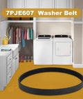 Washer Drive Belt 7PJE607 5304516132 Replacement For Select Front Load Washers Fits MLV Series CTW Models Easy Install Durable Belt For Smooth Spin And Long Lasting Performance black washer belt on laundry room floor