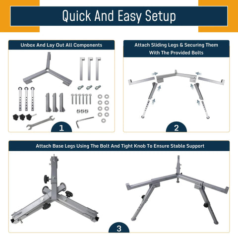 Quick setup guide for Fully Adjustable Carbon Steel Fire Pit Stand For Solo Stove Bonfire Yukon Ranger All In One Outdoor Fire Pit Stand