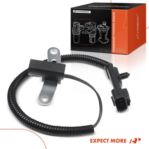 Engine Crankshaft Position Sensor Fits Jeep Cherokee Wrangler Dodge Dakota TJ And More For 1996 To 2004 Models Delivers Precise Timing Signals With Easy Plug And Play Installation Under The Hood. black 3-pin crank sensor with wiring harness and mounting bracket