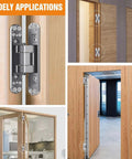 Sleek Six Inch Hidden Door Hinges For Clean Concealed Doors And Invisible Wall Panels With Premium Seamless Hardware and images of installations.