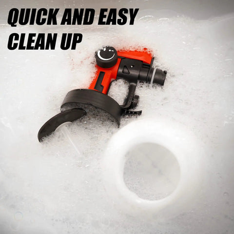 Upgraded HVLP Paint Sprayer With LED Light, 1200ml Cup, 3 Nozzles And 3 Spray Patterns submerged in water for easy cleaning