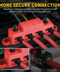 250 Amp 12 Volt Heavy Duty Power Distribution Block Bus Bar With Four M8 Studs And Three Screw Terminals Waterproof Cover Pack Of 2 For Automotive Marine Car Audio RV Truck Boat red covered bus bar with cables
