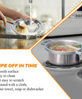 Person cleaning chrome burner drip pan kit for Whirlpool electric ranges with brush