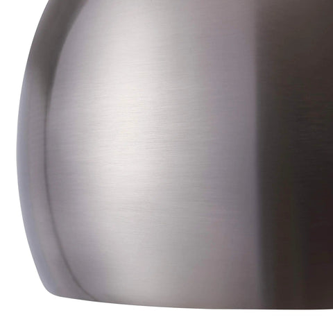 Close-up of nickel bell shade from Arc Floor Lamp With Faux White Marble Base And Nickel Bell Shade For Living Rooms Offices Bedrooms Sleek Modern Mid Century Vibe Warm Ambient Task Lighting