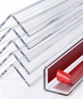 Bang For Your Buck Wall Corner Protector And Self Adhesive Clear Plastic Edge Guard 6 Pack showing clear PVC corner guards with red adhesive.
