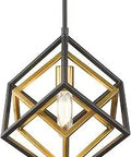 1 Light Mini Pendant In Olde Brass And Bronze Finish With Dope Industrial Euclidean Geometry Inspired Cube Design For Steampunk Inspired Interiors Vintage Inspired Modern Lighting Fixture