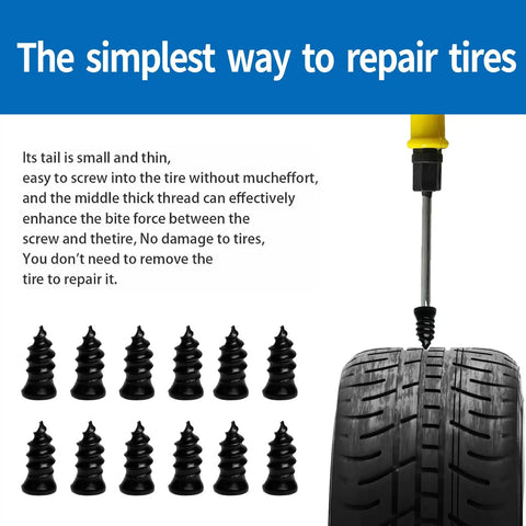 Tire Repair Rubber Nail Kit With Extraction Pliers Screwdriver And Gloves 40 Piece Vacuum Tire Repair Screws with tire and screwdriver