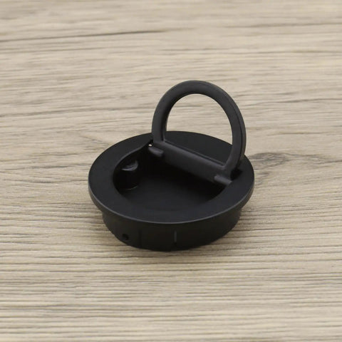 2 Pack Recessed Zinc Alloy Door Pull Handles With Screws, 40mm Flush Ring Pulls shown in black finish on wooden surface
