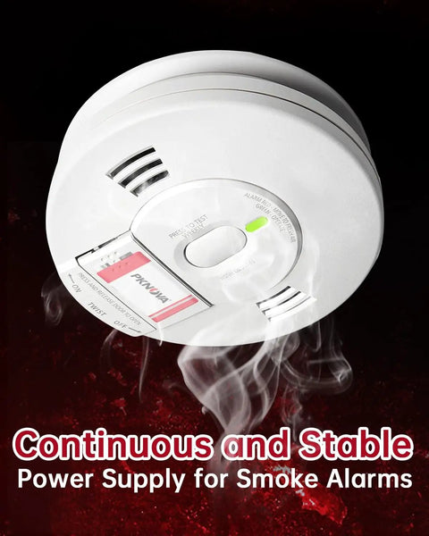 Smoke detector illustrating use of Carbon Zinc 9V Battery For Smoke Detectors 6F22 Square Battery Long Lasting 8 Pack
