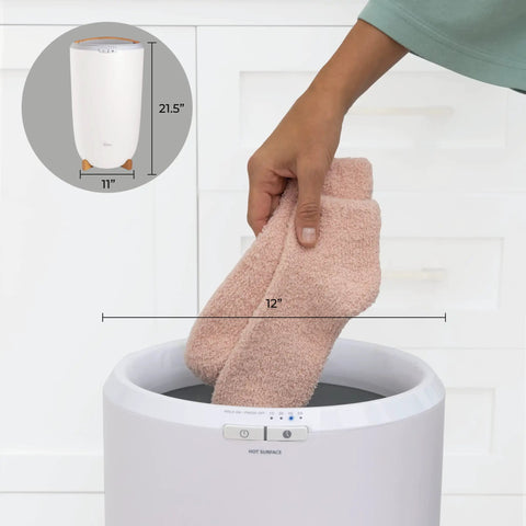 Large Towel Warmer Bucket With Timer Auto Shut Off Electric Spa Warmer For Bathroom Home Spa Vibe with towels being placed inside