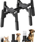 Fully Adjustable Extra Large Dog Bowl Stand For Big Paws Custom Height Width Length Sturdy Pet Water Dispenser Holder in black.