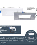 Ultra Slim 4 Inch LED Recessed Lights Kit 6 Pack, IC Rated, Dimmable, 12W Equals 80W, 900 Lumens, trim options illustration