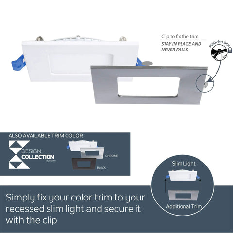 Ultra Slim 4 Inch LED Recessed Lights Kit 6 Pack, IC Rated, Dimmable, 12W Equals 80W, 900 Lumens, trim options illustration