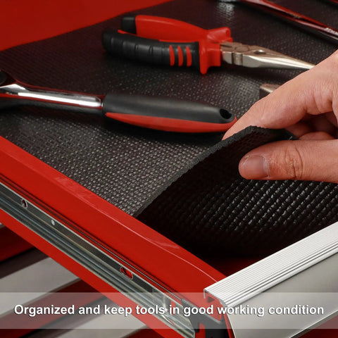 Dope Non Slip Foam Toolbox Drawer Liner With Textured Grip 24 Inch Wide By 24 Foot Long in red toolbox with tools