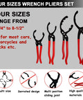 Beefed Up Adjustable Oil Filter Pliers Set With 10, 12, 14, And 16 Inch Pliers, Universal Removal Tool For Cars Trucks And Motorcycles