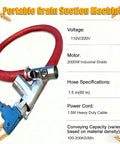 Portable Cement Auger And Grain Conveyor With 2200W Motor, Grain Suction Pump And Electric Feeder, 1.5 Meter Flexible Hose shown