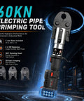 Newest Upgrade 21V Brushless Hydraulic Copper Pipe Crimping Tool Kit With Heavy Duty Dies For Half Inch Three Quarter And One In Pipes Power Presser with 360° rotating head.