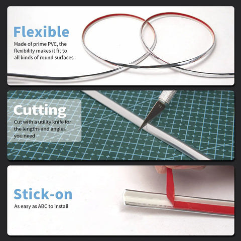 Peel And Stick Outdoor Vinyl Corner Trim For Tile And Wall Edges Easy Cut For Furniture Decor 20 Ft Roll Durable PVC flexibility, cutting, adhesive applied