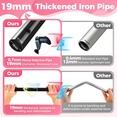 Comparison of 19mm thickened iron pipe for Massive Metal Garden Arch Trellis For Weddings And Parties 8 By 7 Feet Heavy Duty Arch Frame