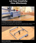 10W Pro Laser Engraver With Air Assist in use, Falcon Pro 10W CNC Laser Engraving Machine parts laid out for assembly on desk