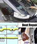 Professional Paintless Dent Repair Rods Tool Kit 21 Piece Stainless Steel Auto Body Dent Tools in use on car hood