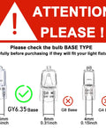 GY6.35 50W Dimmable Halogen Bulbs 12V Warm White 2700K JC Type Capsule Bi-Pin GY6.35 Pack of 12 size guide with base types