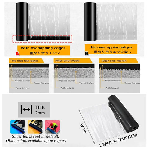 Heavy Duty Asphalt Roof Repair Tape For Sneaky Leaks And Narrow Cracks Waterproof Aluminum Flashing Roll with dimensions and materials