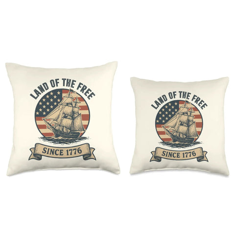 All American Merica Vibe Sailboat Patriotic Throw Pillow For Fourth Of July Celebration Red White And Blue Decor Land Of The Free Since 1776 