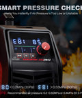 Non HF Blowback Pilot Arc Plasma Cutter 55 Amp With App Control 120V 240V Upgraded LED Display showing pressure settings.