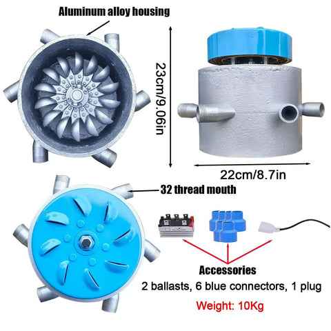 3KW Micro Hydropower Generator 110-230V Wide Voltage Portable Water Turbine with aluminum housing and accessories