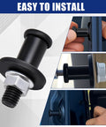 Two-pack tailgate striker bolts with nuts; black metal bolts with rubber bumpers shown in installation views.