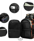 Interior pockets of Midnight Skull And Crow Print Backpack For Men And Women, large capacity with breathable straps and zipper.