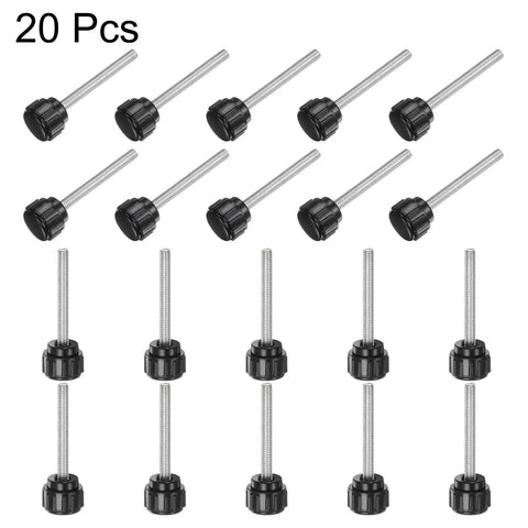 20 Pack M4 40Mm Knurled Knobs Thumb Screws For Quick Adjustments With 14Mm Black Plastic Round Heads displayed in a set.