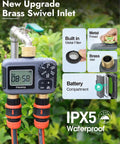 Two Zone Hose Timer With Brass Inlet And Outlet, Auto And Manual Modes, Rain Delay, IPX5 Waterproof in garden setting