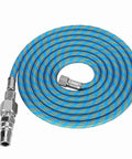 Flexible Nylon Braided Airbrush Air Hose Kit 6 Feet Long With Kink Resistant Build And 1/8 To 1/4 Inch Quick Connects, coiled view.