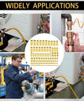 108-piece brass compression fittings set for 1/8–1/2 in OD tubes, includes unions, sleeves and ferrules.
