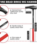 Heavy Duty Bead Breaker Tool For Tire Removal And Maintenance Rugged Bead Breaking Wedge Built To Bust Beads On Trucks And Tractors Durable Tire Tool For Pros And DIY Gearheads A Real Workhorse For Everyday Tire Maintenance - Image showing 32-inch carbon fiber handle and alloy steel hammerhead illustration.