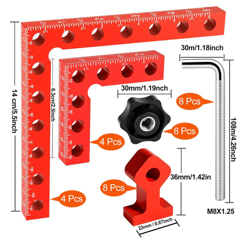 Image of 8 Pack Shop Tough Corner Clamps For Woodworking Hold Snug Snap Square Joints With Dead On 90 Degree Right Angle Alignment